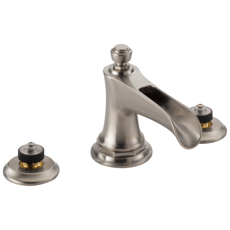 BRIZO Rook Widespread Lavatory Faucet with Channel Spout - Less Handles 1.2 GPM — Luxe Nickel