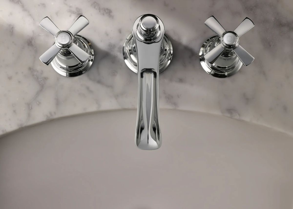 BRIZO Rook Widespread Lavatory Faucet with Channel Spout - Less Handles 1.2 GPM — Chrome