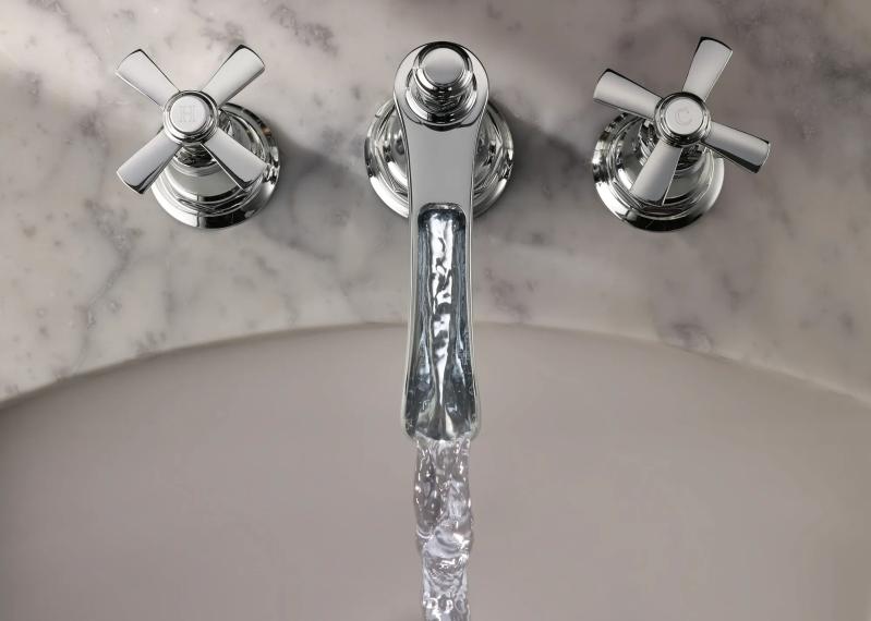 BRIZO Rook Widespread Lavatory Faucet with Channel Spout - Less Handles 1.2 GPM — Chrome