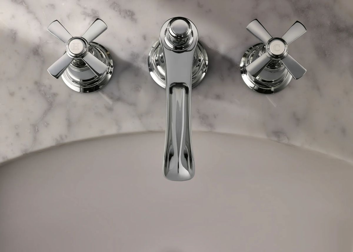 BRIZO Rook Widespread Lavatory Faucet with Channel Spout - Less Handles 1.2 GPM — Chrome
