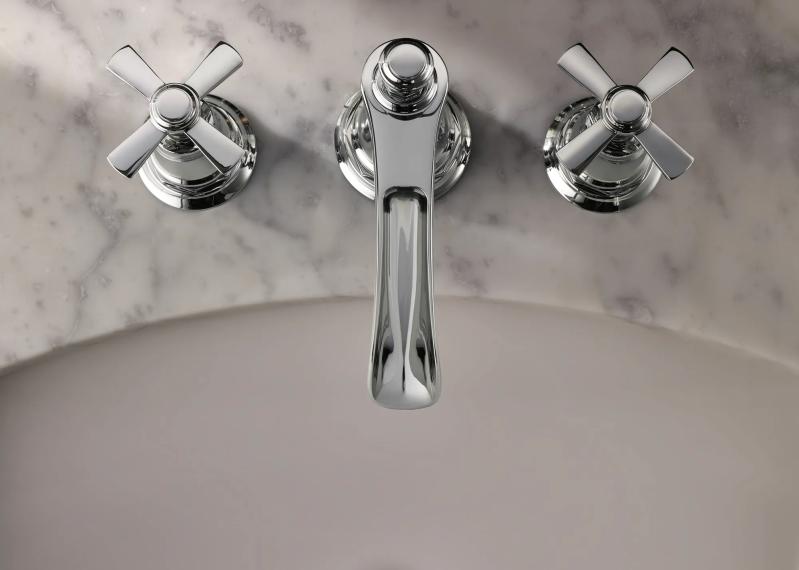 BRIZO Rook Widespread Lavatory Faucet with Channel Spout - Less Handles 1.2 GPM — Chrome