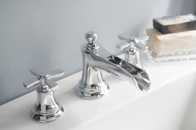 BRIZO Rook Widespread Lavatory Faucet with Channel Spout - Less Handles 1.5 GPM — Chrome