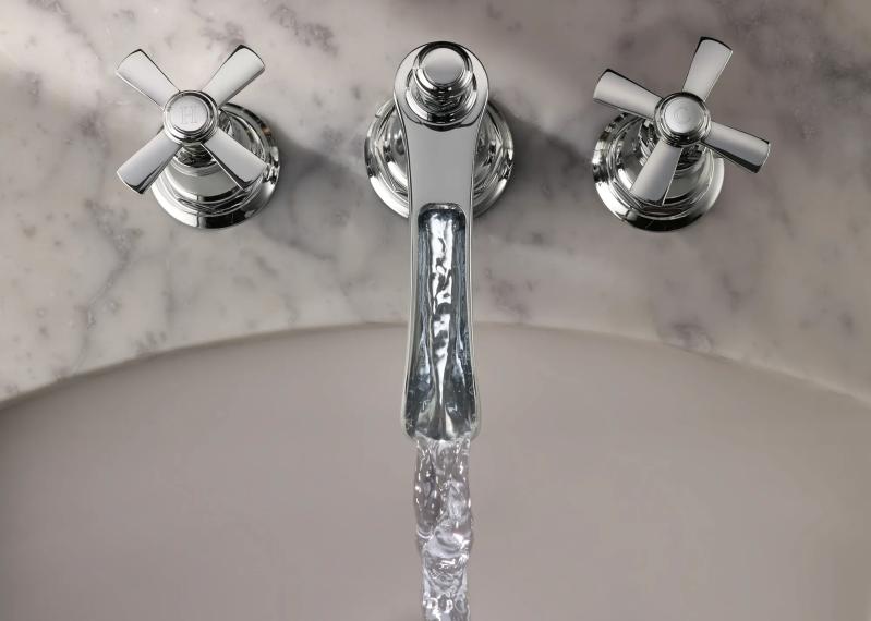 BRIZO Rook Widespread Lavatory Faucet with Channel Spout - Less Handles 1.5 GPM — Chrome