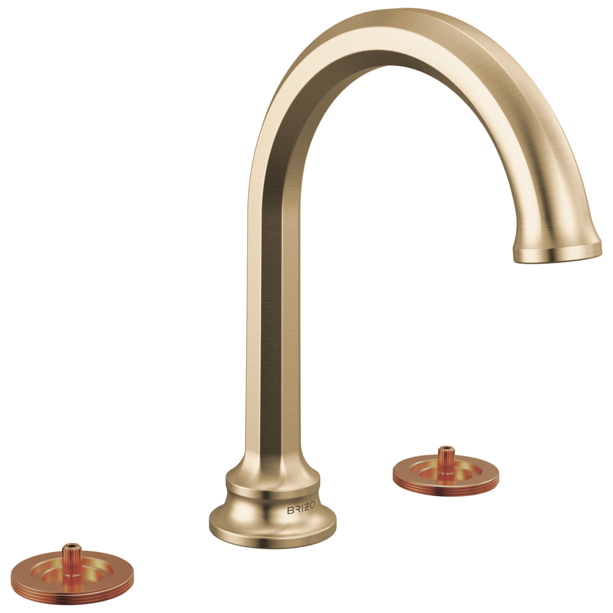 BRIZO Beauclere Widespread Lavatory Faucet with Arc Spout - Less Handles 1.2 GPM — Luxe Gold