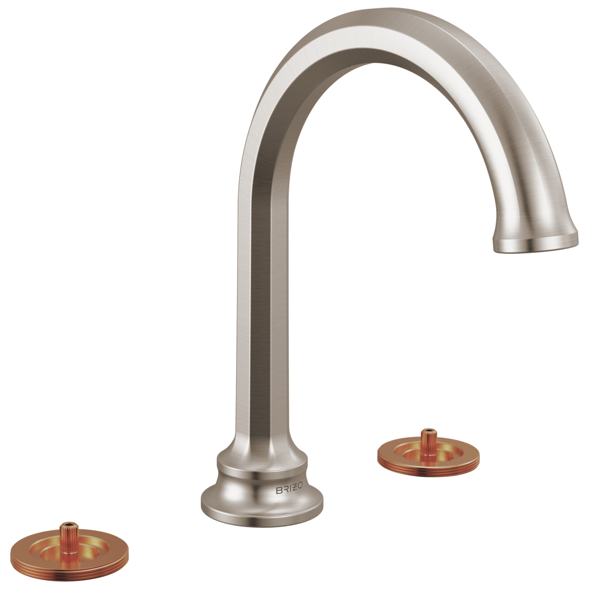 BRIZO Beauclere Widespread Lavatory Faucet with Arc Spout - Less Handles 1.2 GPM — Luxe Nickel
