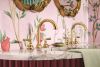 BRIZO Beauclere Widespread Lavatory Faucet with Arc Spout - Less Handles 1.2 GPM — Polished Gold