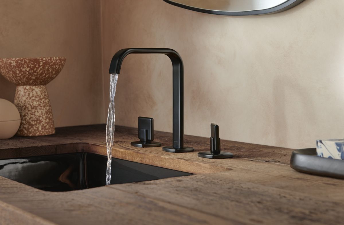 BRIZO Allaria Widespread Lavatory Faucet with Square Spout - Less Handles — Matte Black
