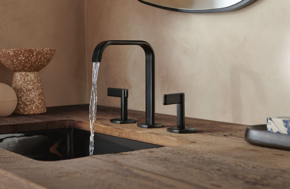 BRIZO Allaria Widespread Lavatory Faucet with Square Spout - Less Handles — Matte Black