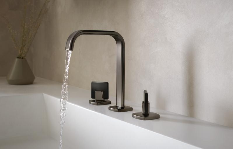 BRIZO Allaria Widespread Lavatory Knob Handle Kit — Brilliance Black Onyx / Matte Black