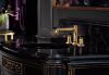 BRIZO Invari Widespread Lavatory Black Crytal Knob Handle Kit — Polished Gold / Black Crystal