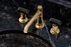 BRIZO Invari Widespread Lavatory Black Crytal Knob Handle Kit — Polished Gold / Black Crystal
