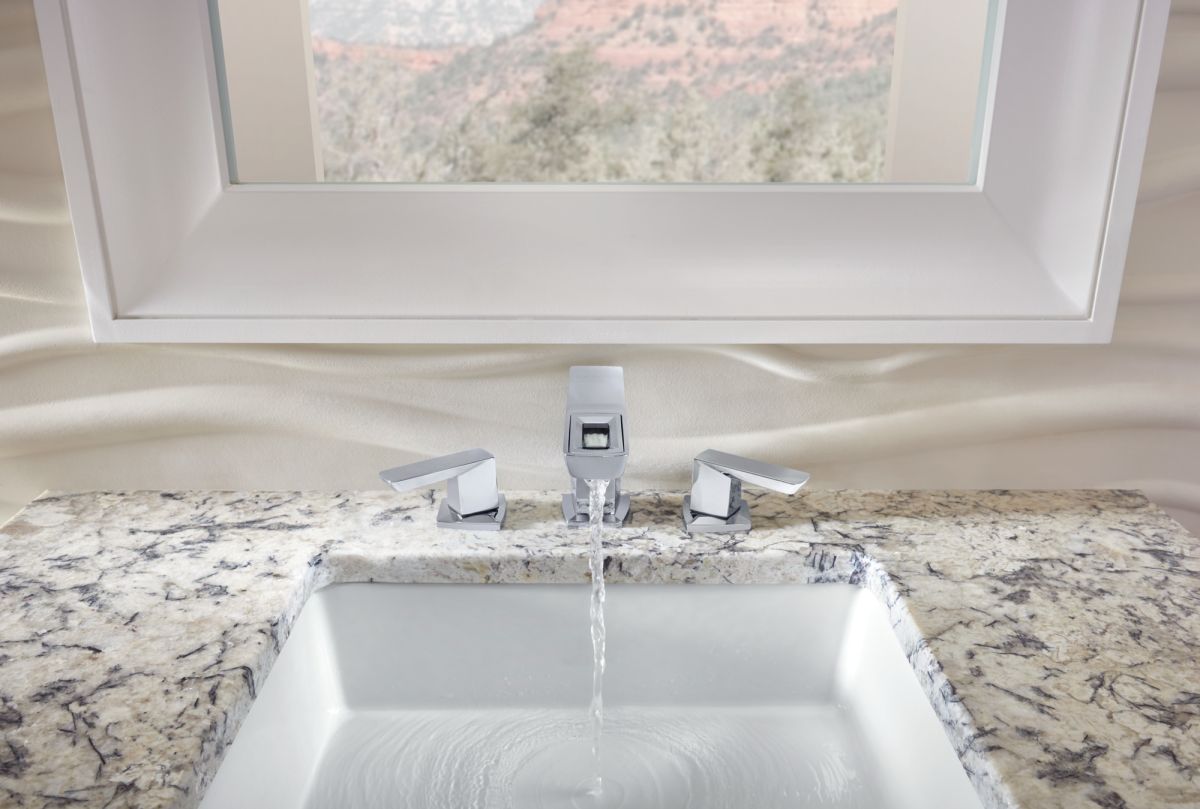 BRIZO Vettis Widespread Lavatory Faucet With Open-Flow Spout 1.2 GPM — Chrome