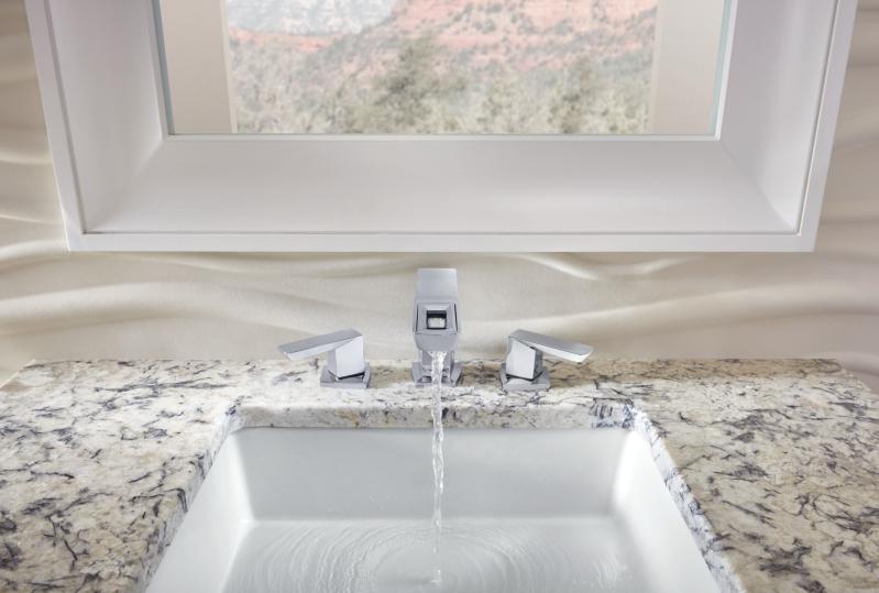 BRIZO Vettis Widespread Lavatory Faucet With Open-Flow Spout 1.2 GPM — Chrome