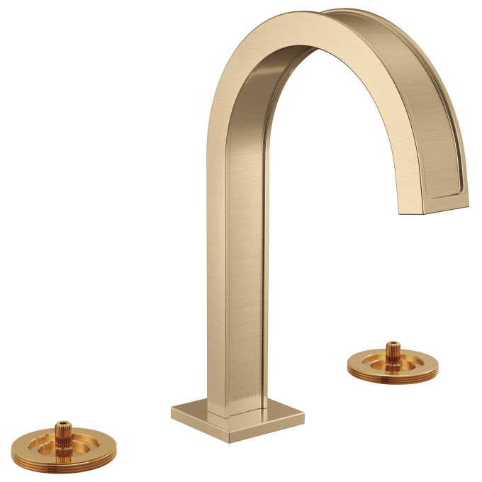 BRIZO Frank Lloyd Wright Widespread Lavatory Faucet with Arc Spout - Less Handles — Luxe Gold