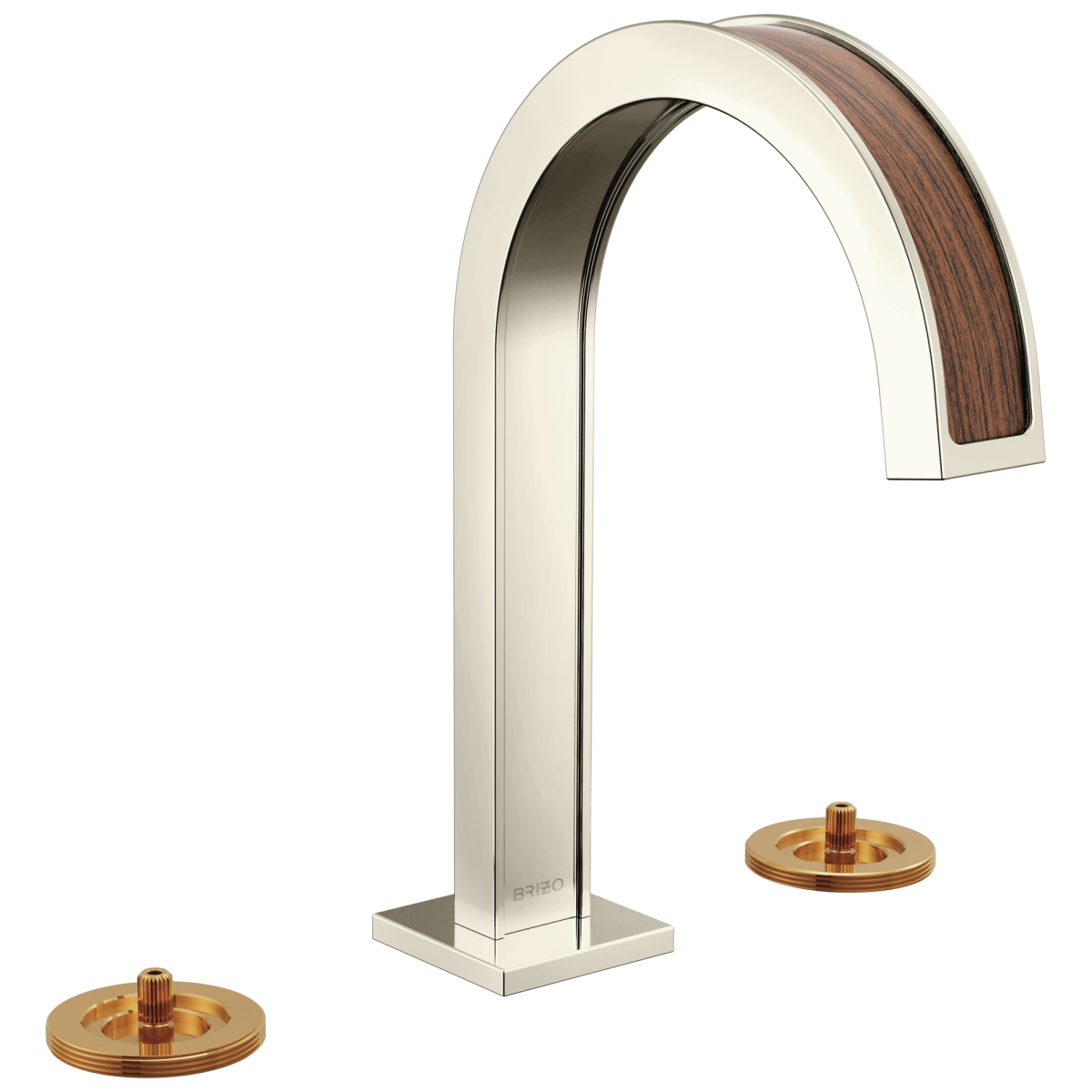 BRIZO Frank Lloyd Wright Widespread Lavatory Faucet with Arc Spout - Less Handles — Polished Nickel Wood