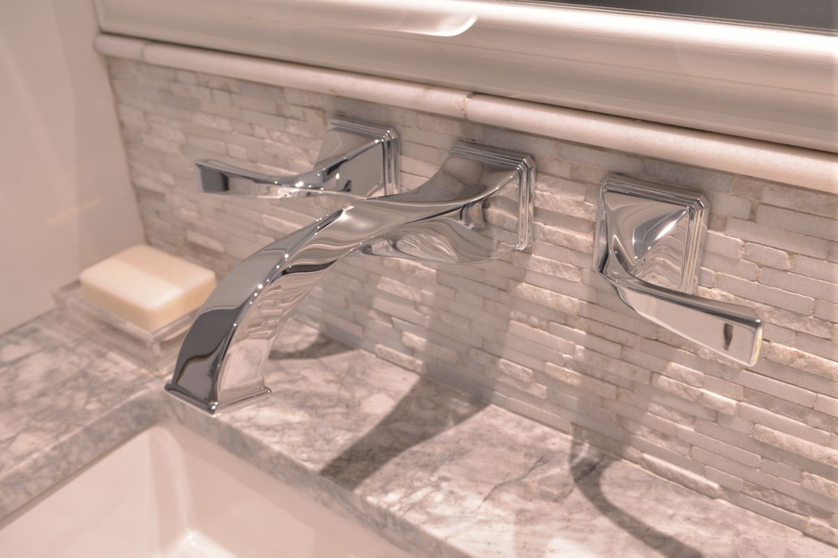 BRIZO Virage Two-Handle Wall Mount Lavatory Faucet 1.5 GPM — Chrome