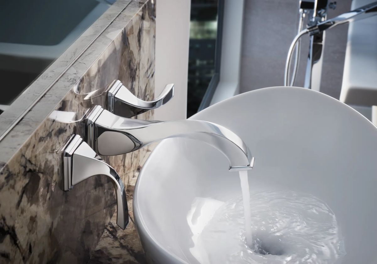 BRIZO Virage Two-Handle Wall Mount Lavatory Faucet 1.5 GPM — Chrome