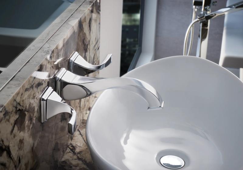 BRIZO Virage Two-Handle Wall Mount Lavatory Faucet 1.5 GPM — Chrome