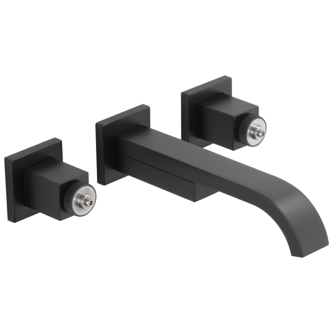 BRIZO Siderna Two-Handle Wall Mount Lavatory Faucet - Less Handles 1.2 GPM — Matte Black
