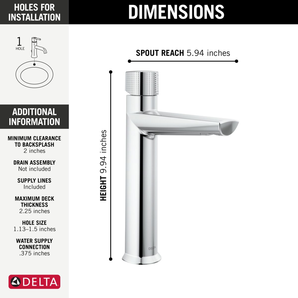 DELTA Galeon Single Handle Mid-Height Bathroom Faucet — Lumicoat® Chrome