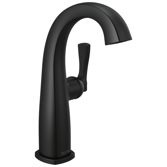 DELTA Stryke Single Handle Mid-Height Bathroom Faucet — Matte Black