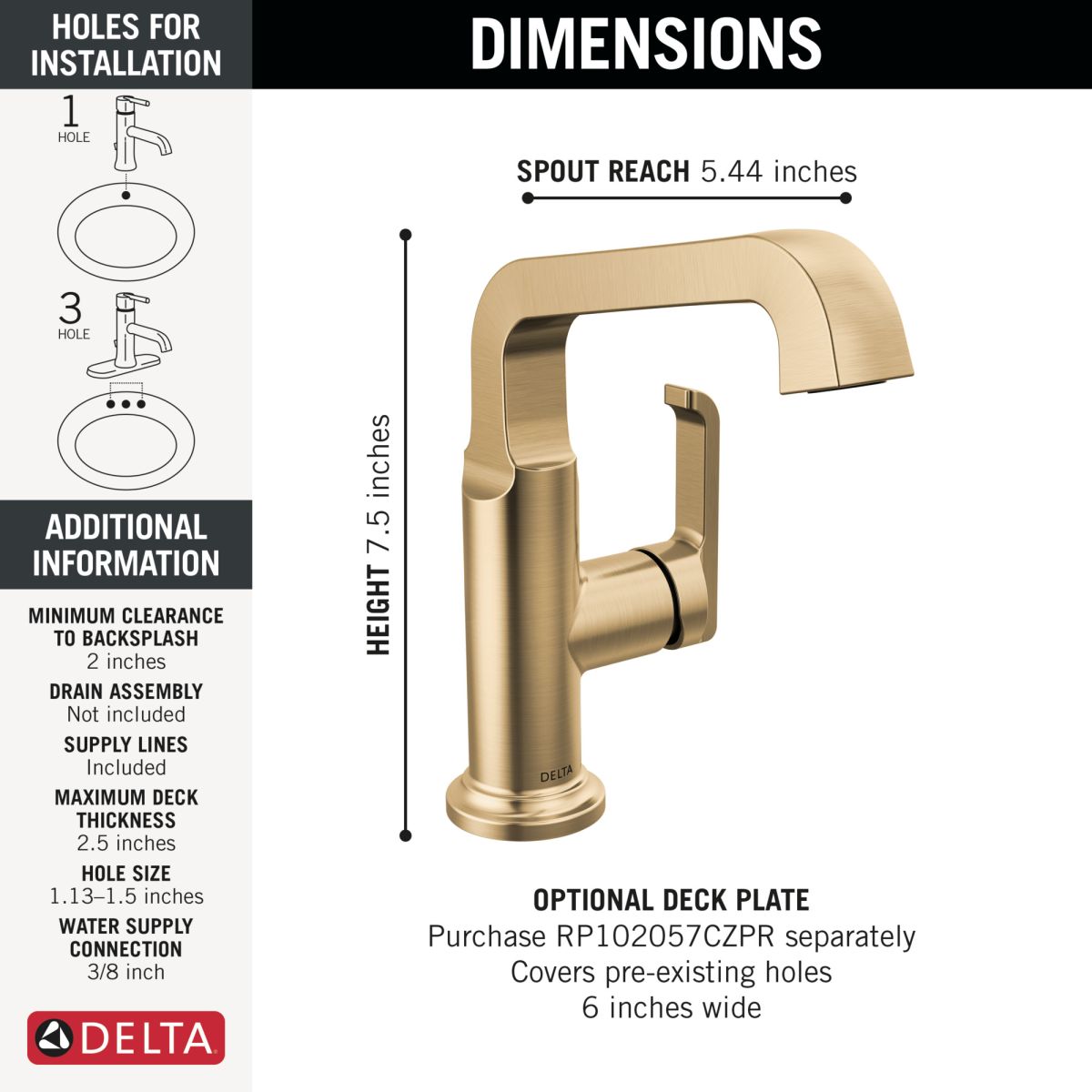 DELTA Tetra Single Handle Mid-Height Vessel Bathroom — Lumicoat® Champagne Bronze