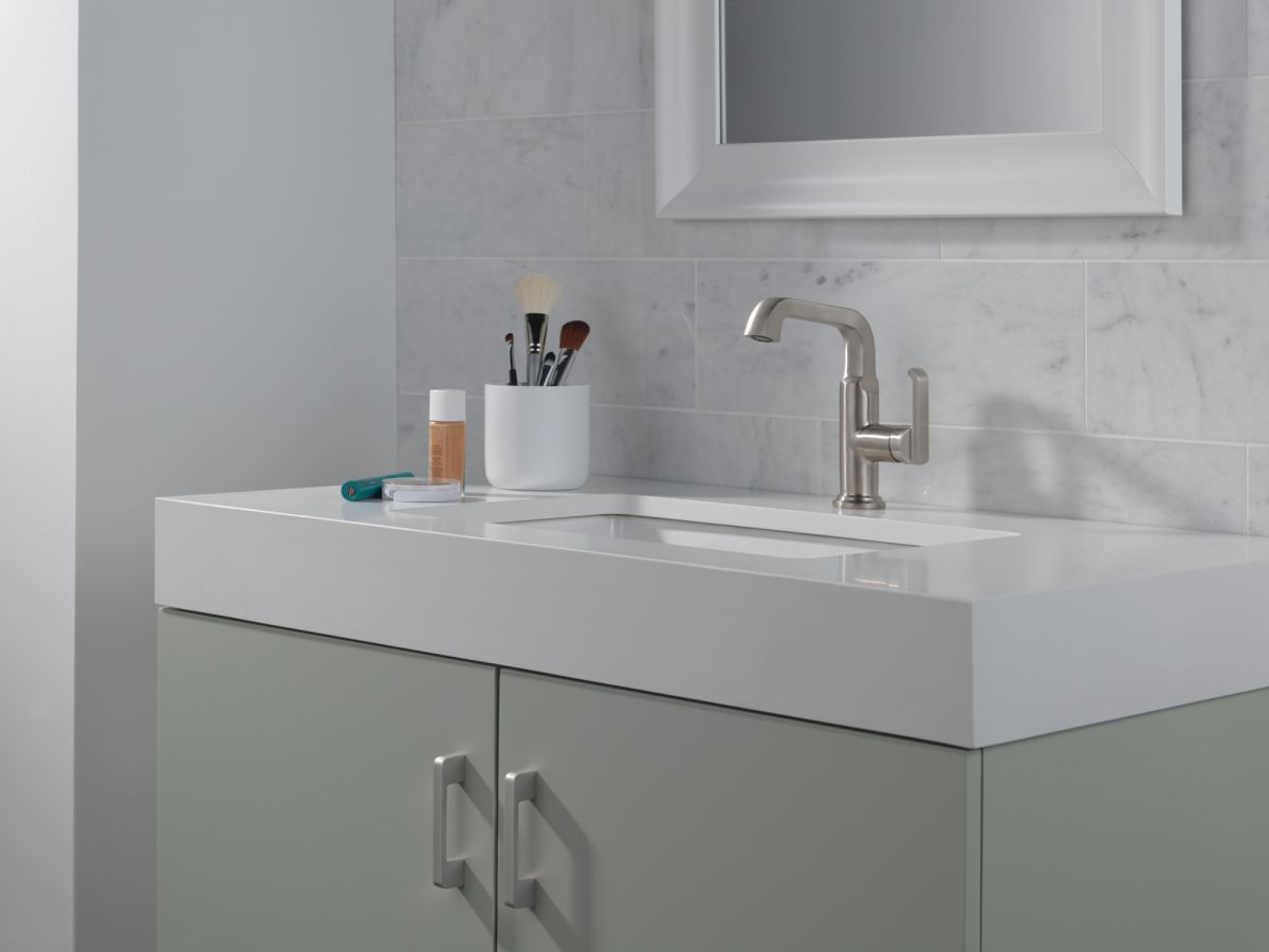 DELTA Tetra Single Handle Mid-Height Vessel Bathroom — Lumicoat® Stainless