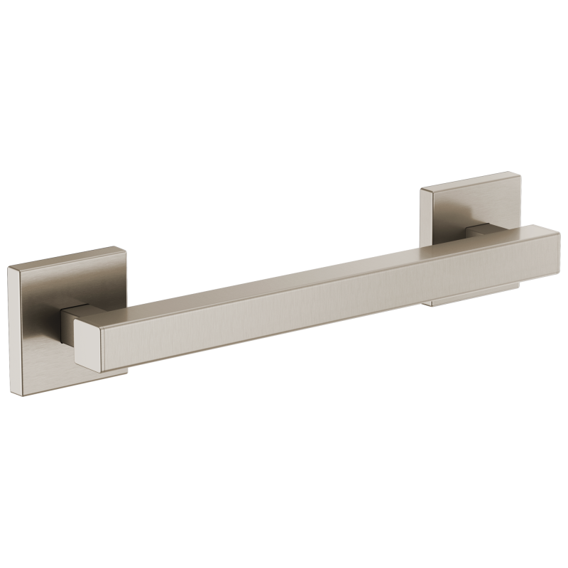 BRIZO 12" Linear Square Grab Bar — Luxe Nickel