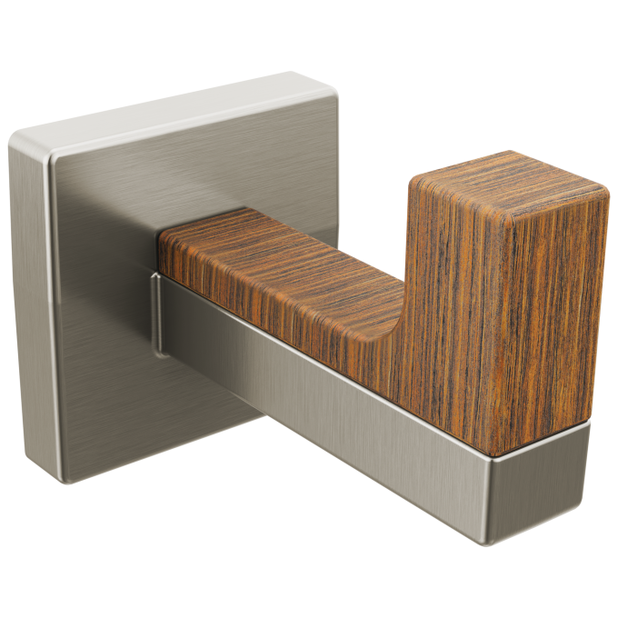 BRIZO Frank Lloyd Wright Robe Hook — Luxe Nickel / Teak Wood