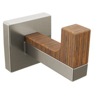 BRIZO Frank Lloyd Wright Robe Hook — Luxe Nickel / Teak Wood