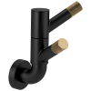 BRIZO Litze Rotating Double Robe Hook With Knurling — Matte Black/Luxe Gold