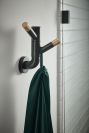 BRIZO Litze Rotating Double Robe Hook With Knurling — Matte Black/Luxe Gold
