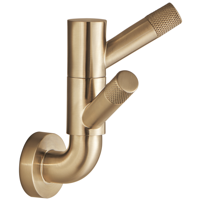 BRIZO Litze Rotating Double Robe Hook With Knurling — Luxe Gold