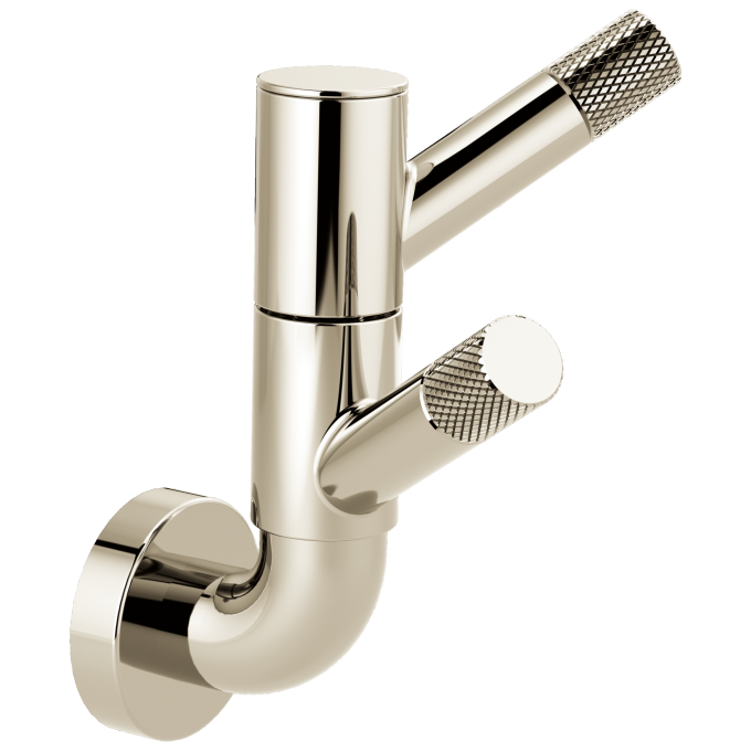 BRIZO Litze Rotating Double Robe Hook With Knurling — Polished Nickel