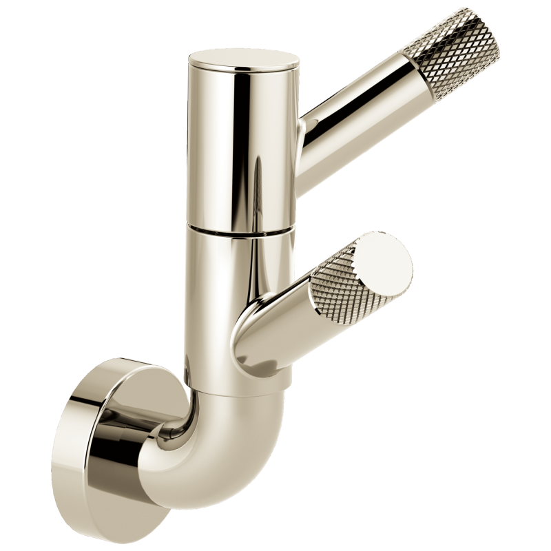 BRIZO Litze Rotating Double Robe Hook With Knurling — Polished Nickel
