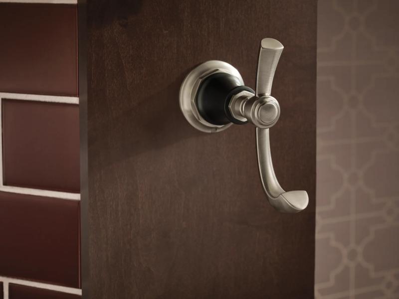 BRIZO Rook Double Robe Hook — Luxe Nickel  /Matte Black