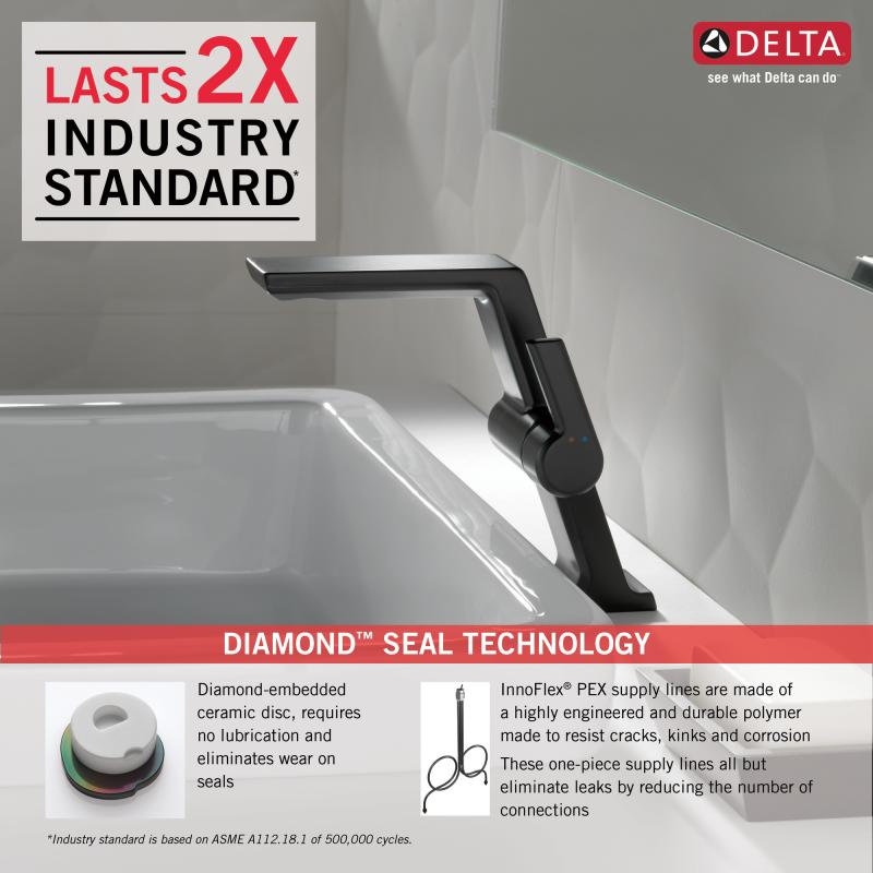 DELTA Pivotal Single Handle Mid-Height Vessel Bathroom Faucet — Matte Black