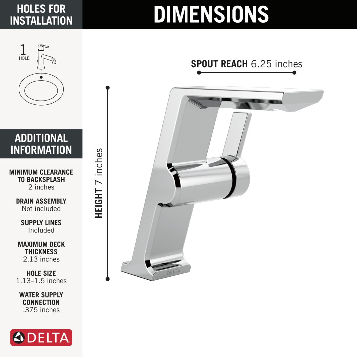 DELTA Pivotal Single Handle Mid-Height Vessel Bathroom Faucet — Lumicoat® Chrome