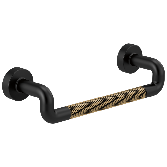 BRIZO Litze Drawer Pull With Knurling — Matte Black/Luxe Gold