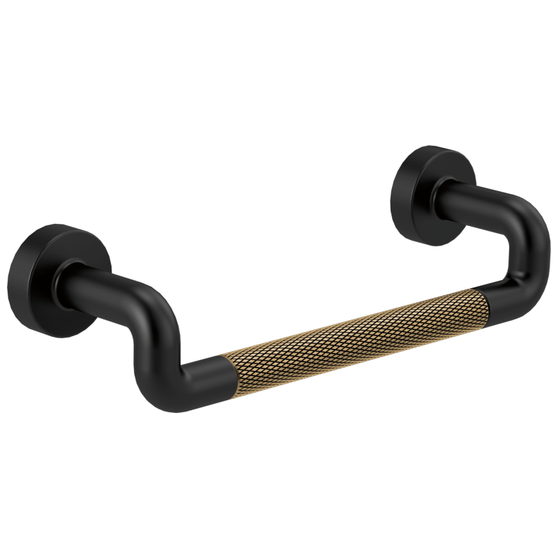 BRIZO Litze Drawer Pull With Knurling — Matte Black/Luxe Gold