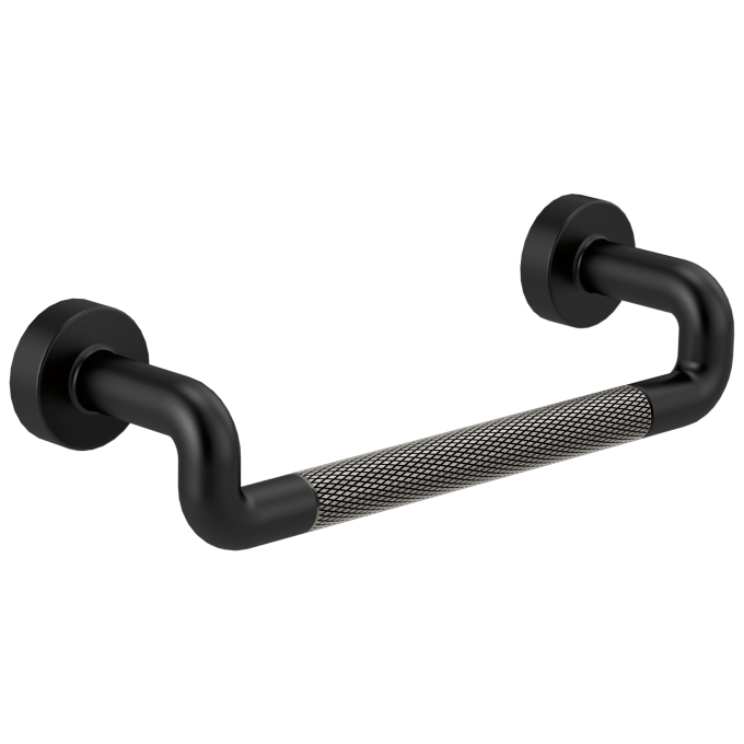 BRIZO Litze Drawer Pull With Knurling — MATTE BLACK/LUXE STEEL