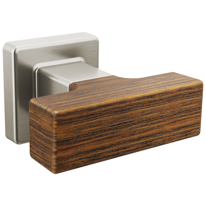 BRIZO Frank Lloyd Wright Drawer Knob — Luxe Nickel / Teak Wood