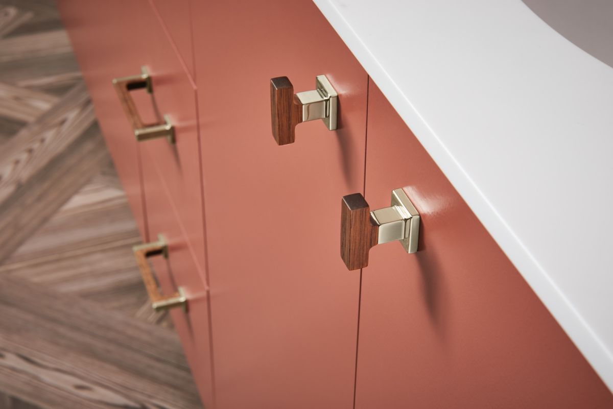 BRIZO Frank Lloyd Wright Drawer Knob — Polished Nickel Wood