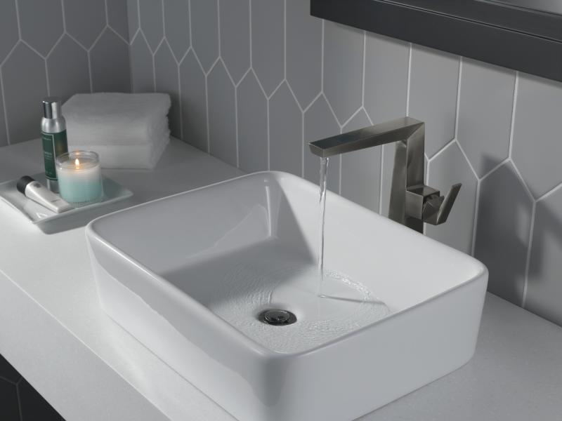 DELTA Trillian Single Handle Vessel Bathroom Faucet — Lumicoat® Black Stainless