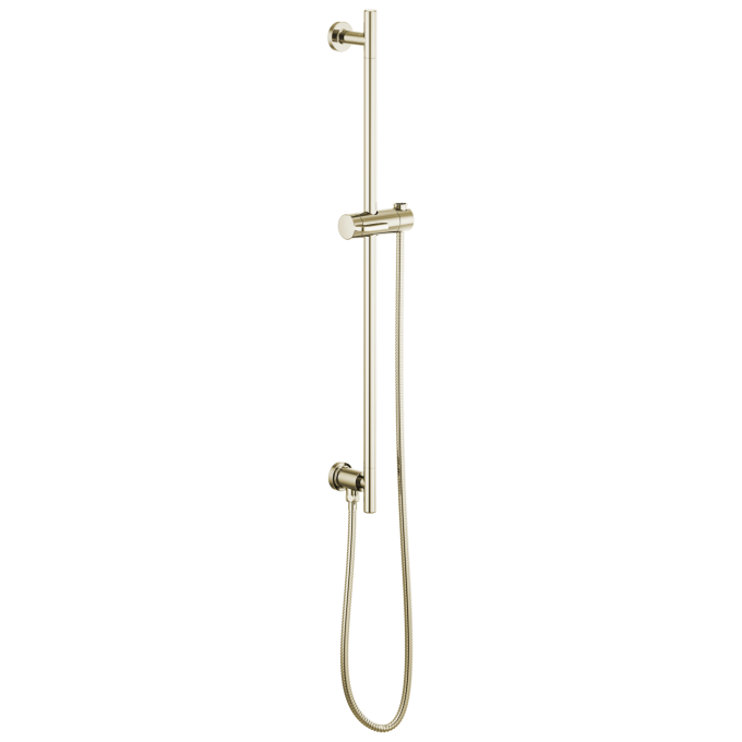 BRIZO Essential Shower Linear Round Slide Bar With Hose — Polished Nickel