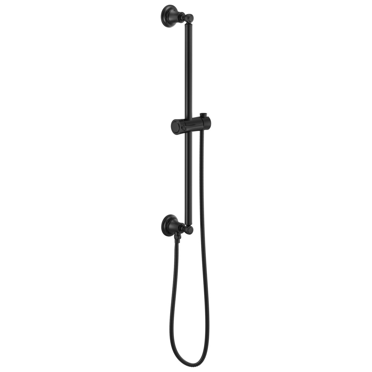 BRIZO Essential Shower Classic Round Slide Bar With Hose — Matte Black