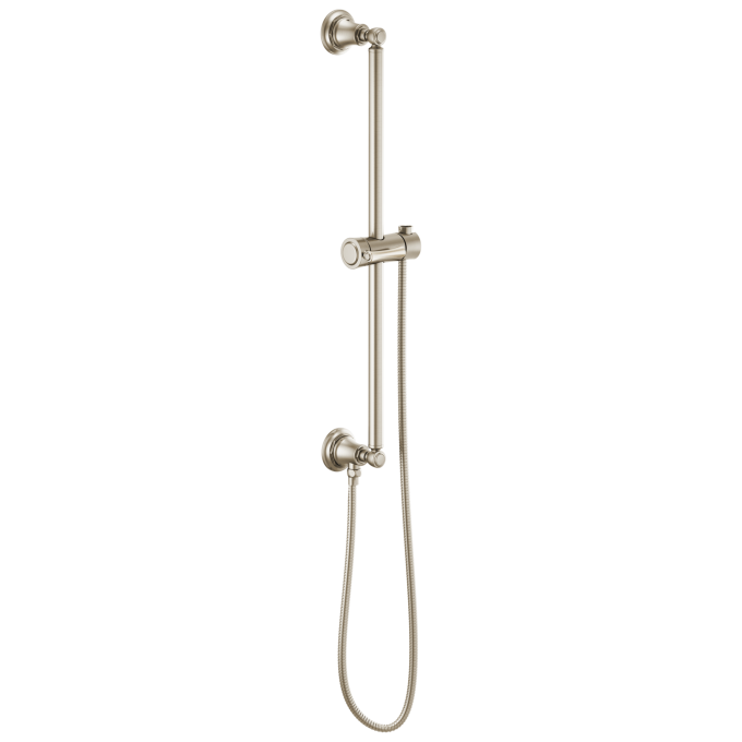 BRIZO Essential Shower Classic Round Slide Bar With Hose — Brushed Nickel