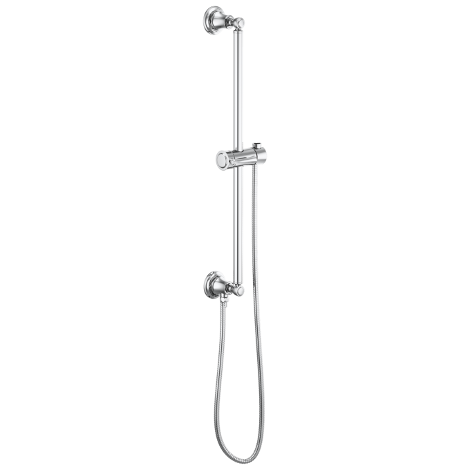 BRIZO Essential Shower Classic Round Slide Bar With Hose — Chrome
