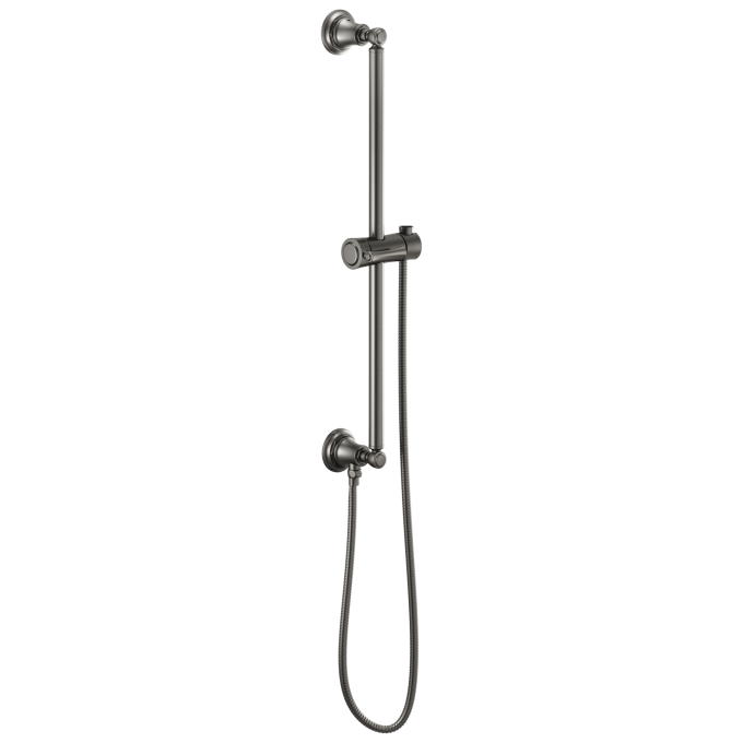 BRIZO Essential Shower Classic Round Slide Bar With Hose — Luxe Steel