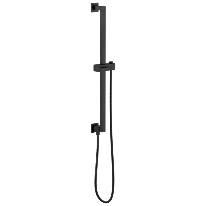 BRIZO Essential Shower Linear Square Slide Bar With Hose — Matte Black